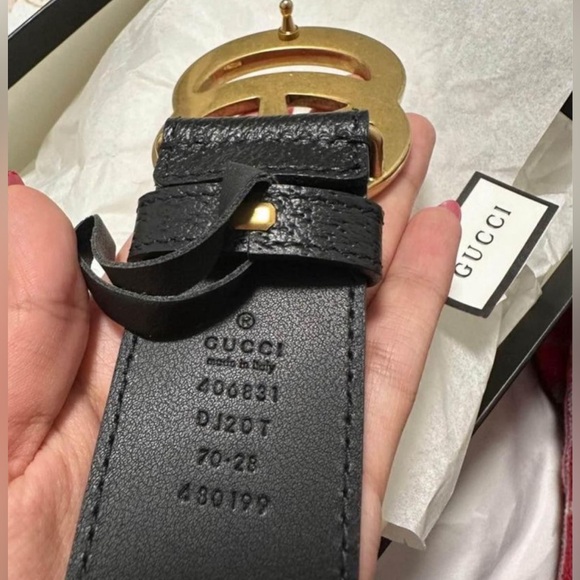 New GUCCI wide leather belt with double GG - Picture 3 of 9